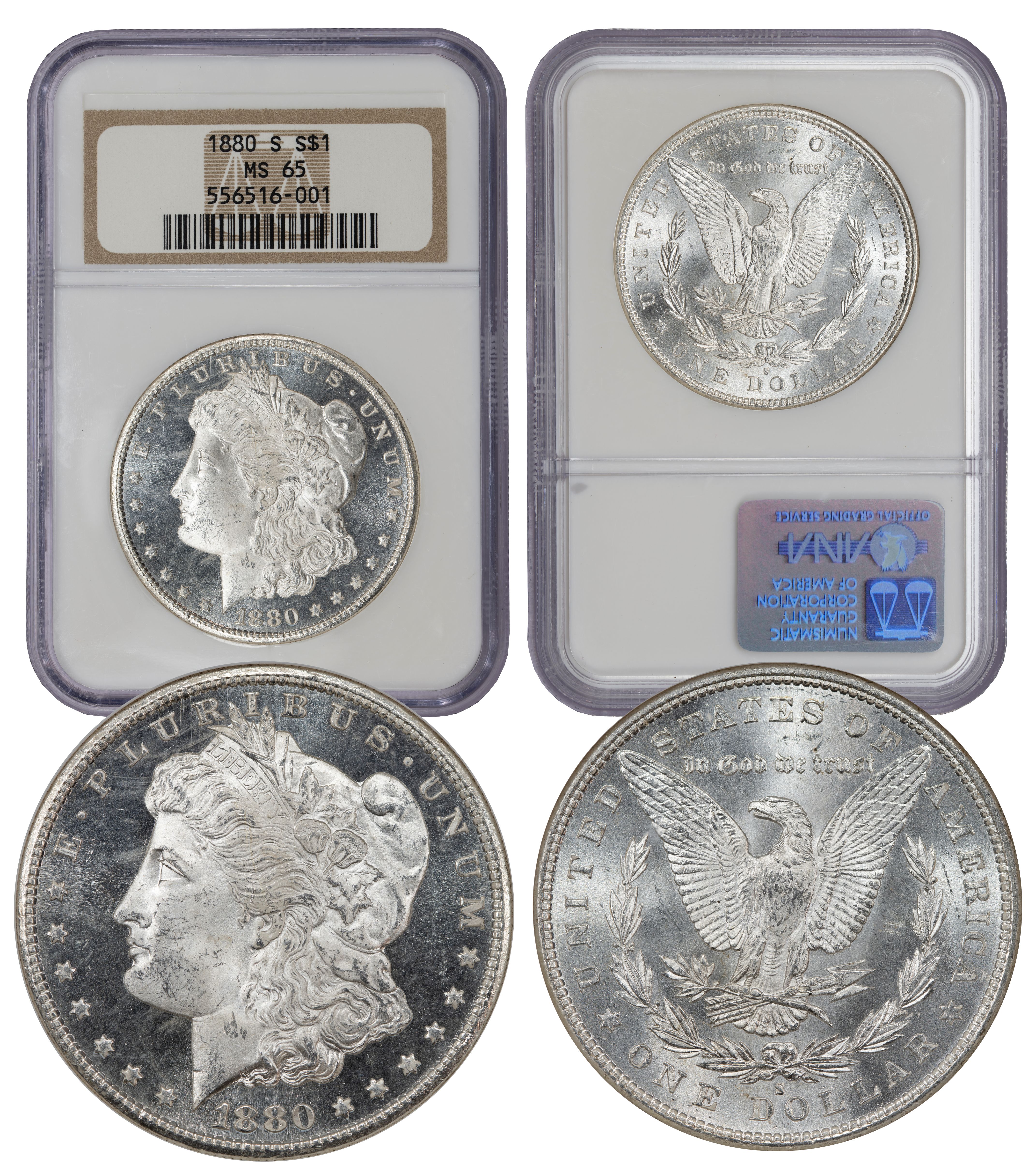 1880-S - Silver Morgan Dollar - MS65 NGC (556516-001) Old Slab - Image 1