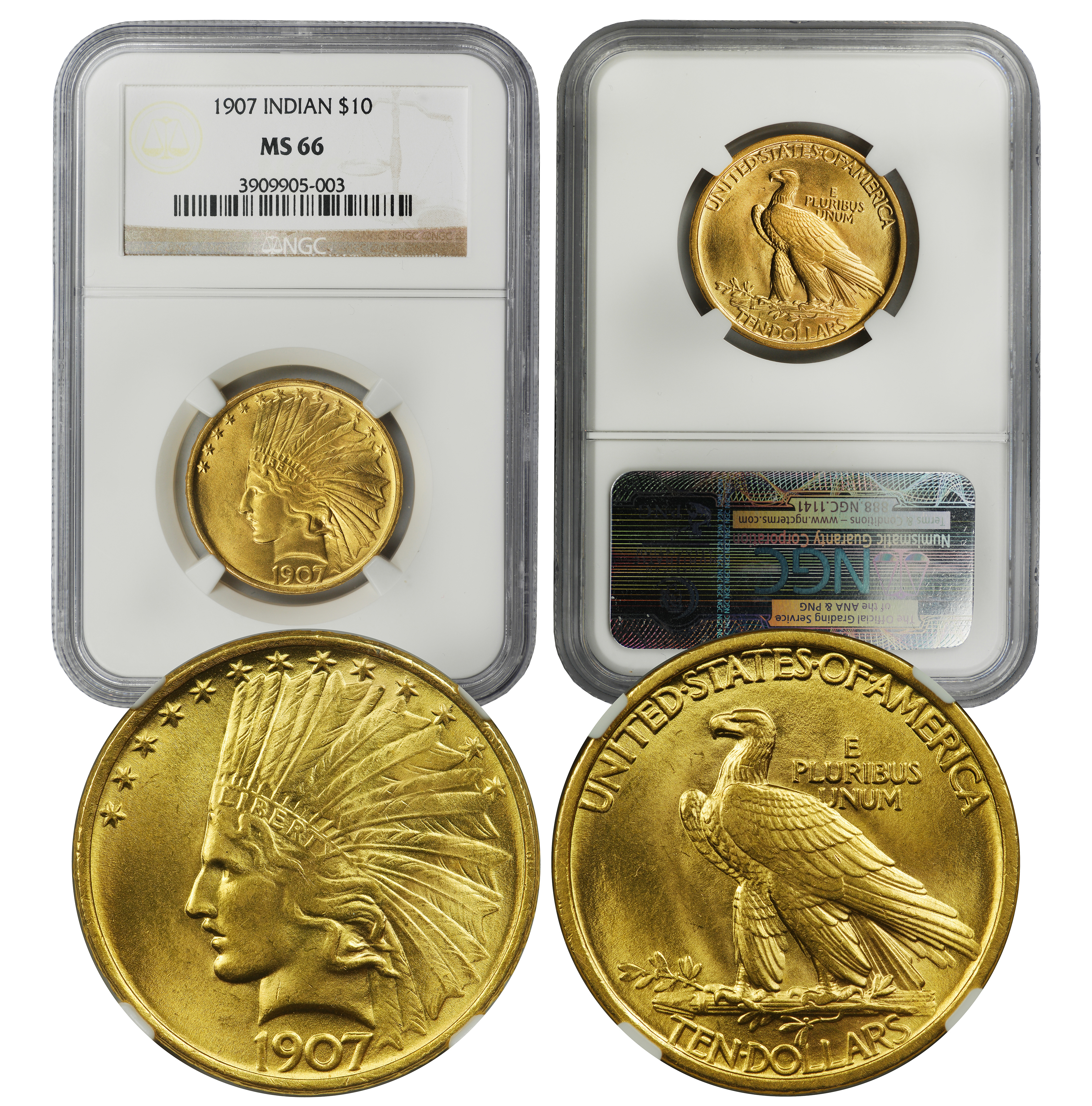 1907 $10.00 Gold Indian - MS66 (3909905-003) NGC Gold Eagle - Image 1