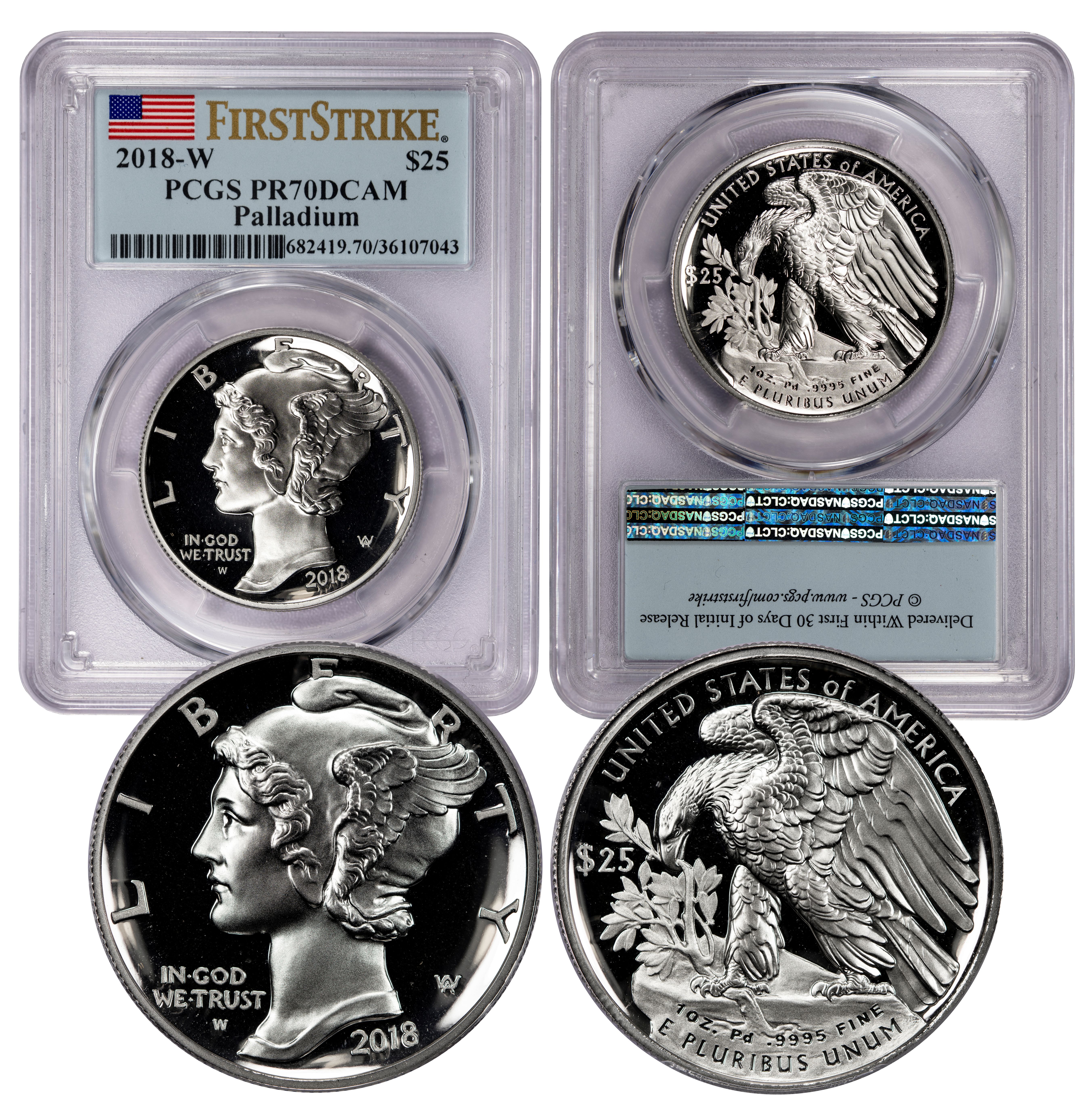 2018-W Palladium Eagle (Mercury) PR70 DCAM PCGS (36107043) - Image 1