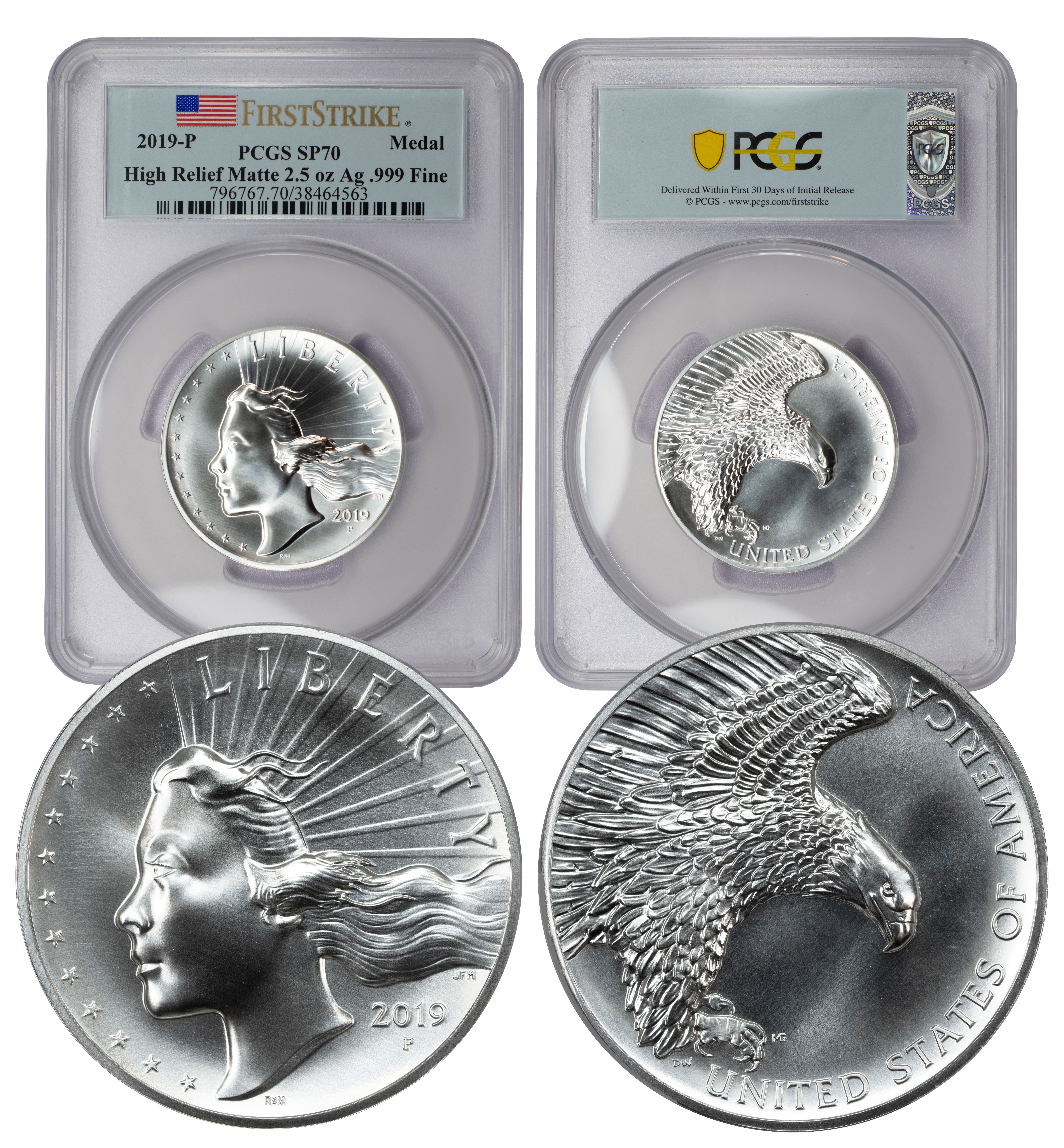 2019-P American Liberty High Relief Silver Medal SP70 PCGS Medal - Image 1