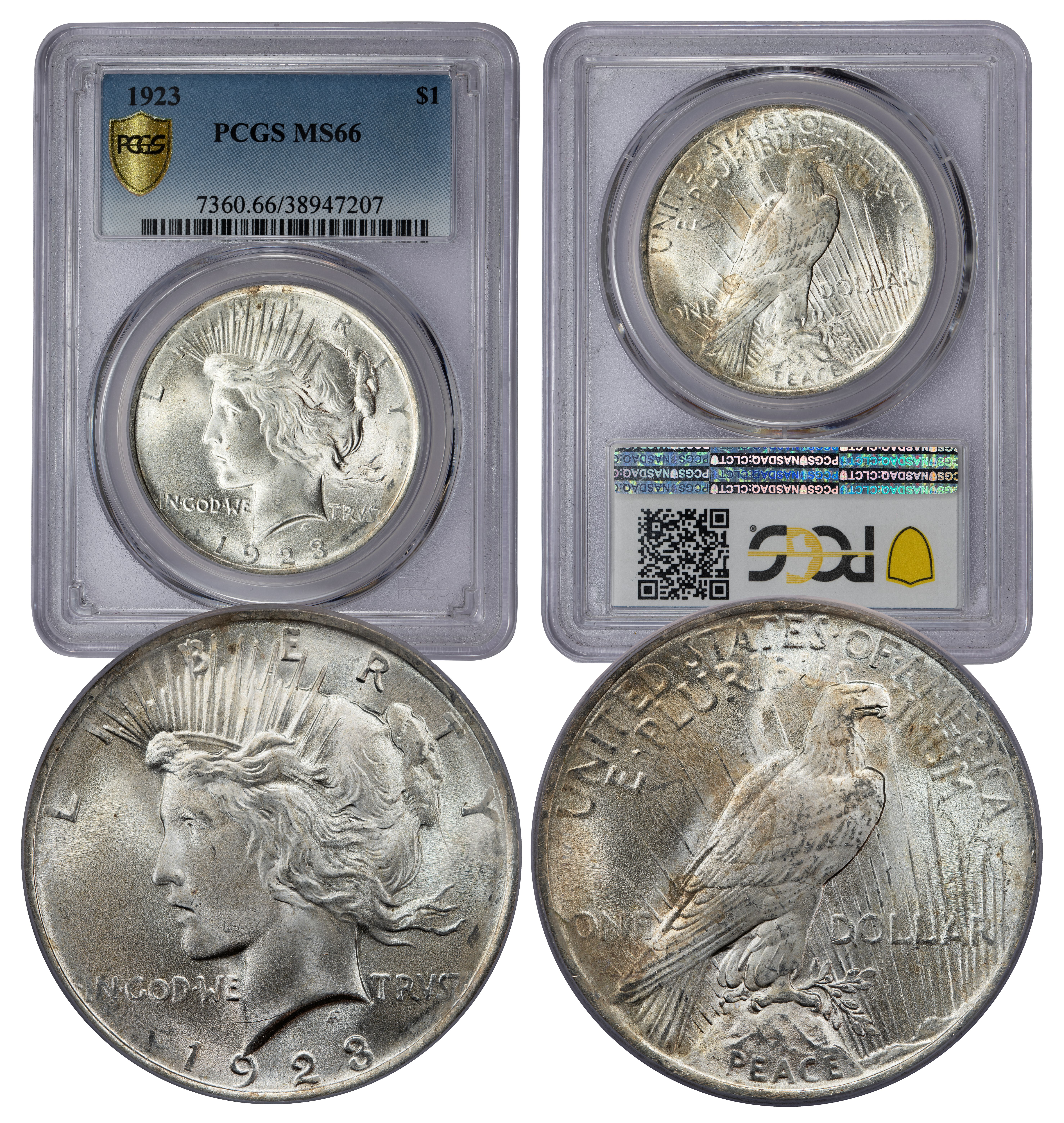 1923 Peace Dollar MS66 PCGS (38947207) Gem Brilliant Uncirculated - Image 1
