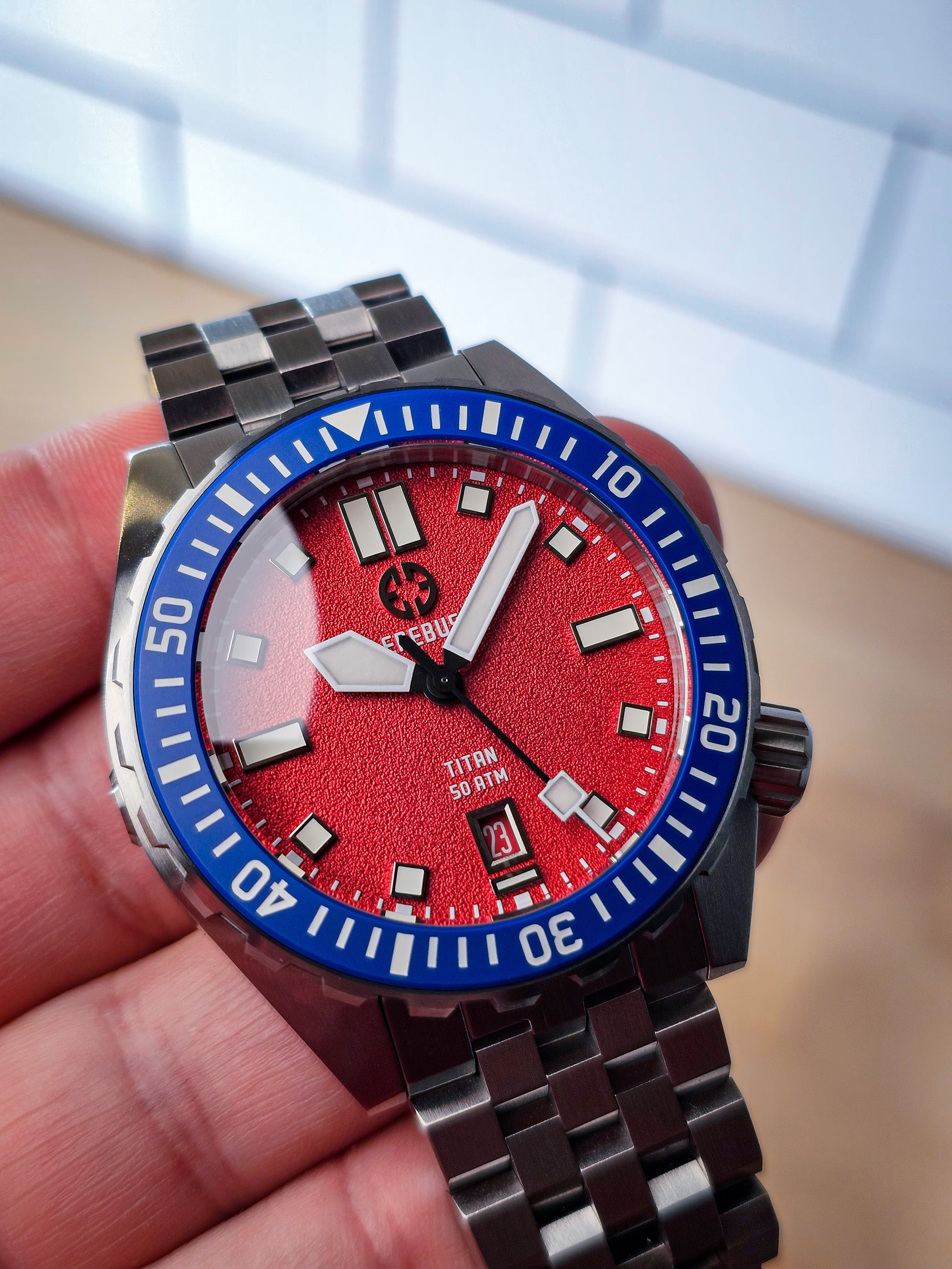 Erebus Titan Diver - Red Dial Blue Bezel - Excellent Condition - Image 5