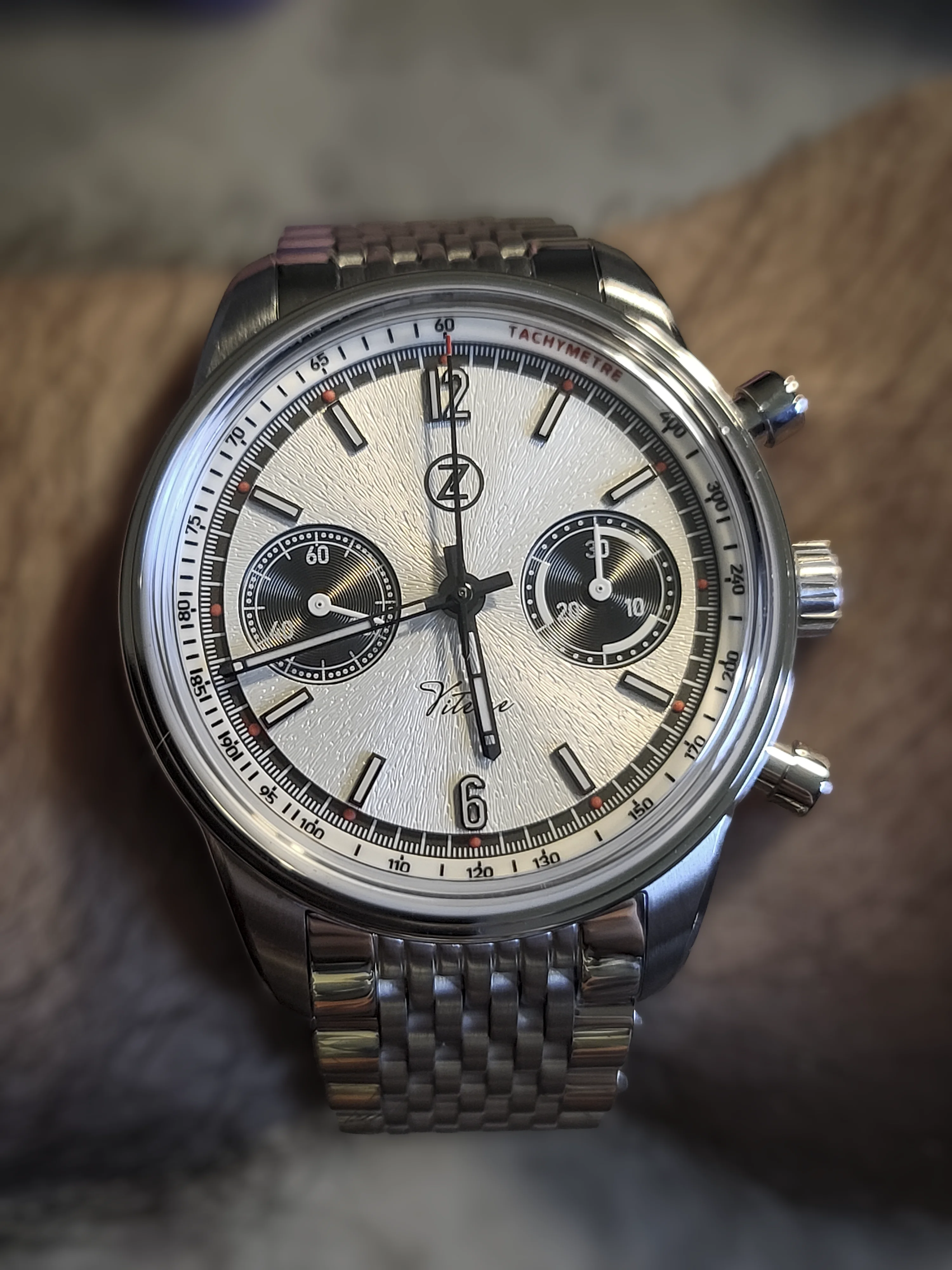 Zelos Vitesse Panda Chronograph Silver Dial - Pre-Owned Excellent - Image 1