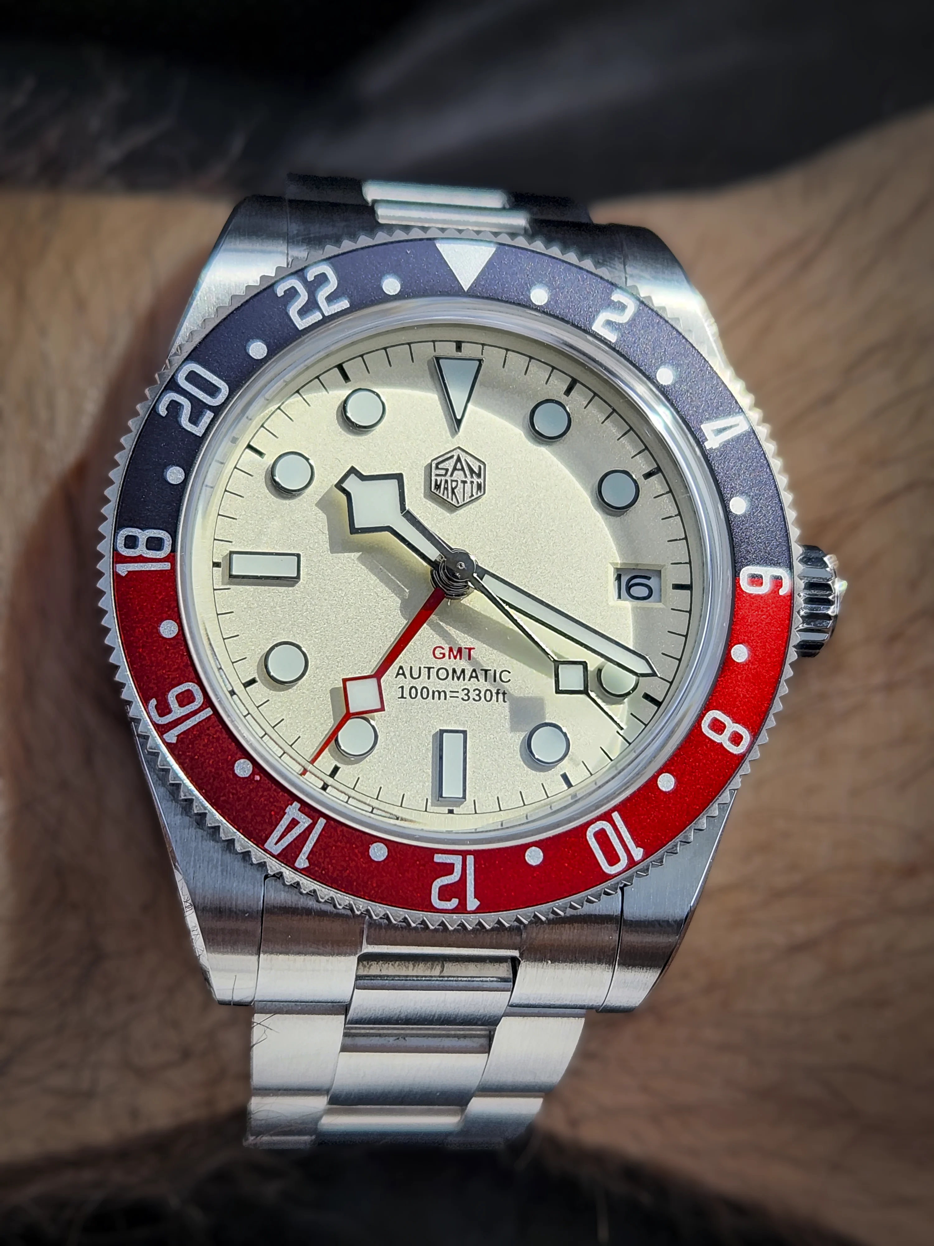 San Martin SN0109-G Pepsi GMT Cream Dial - Pre-Owned Excellent - Image 1