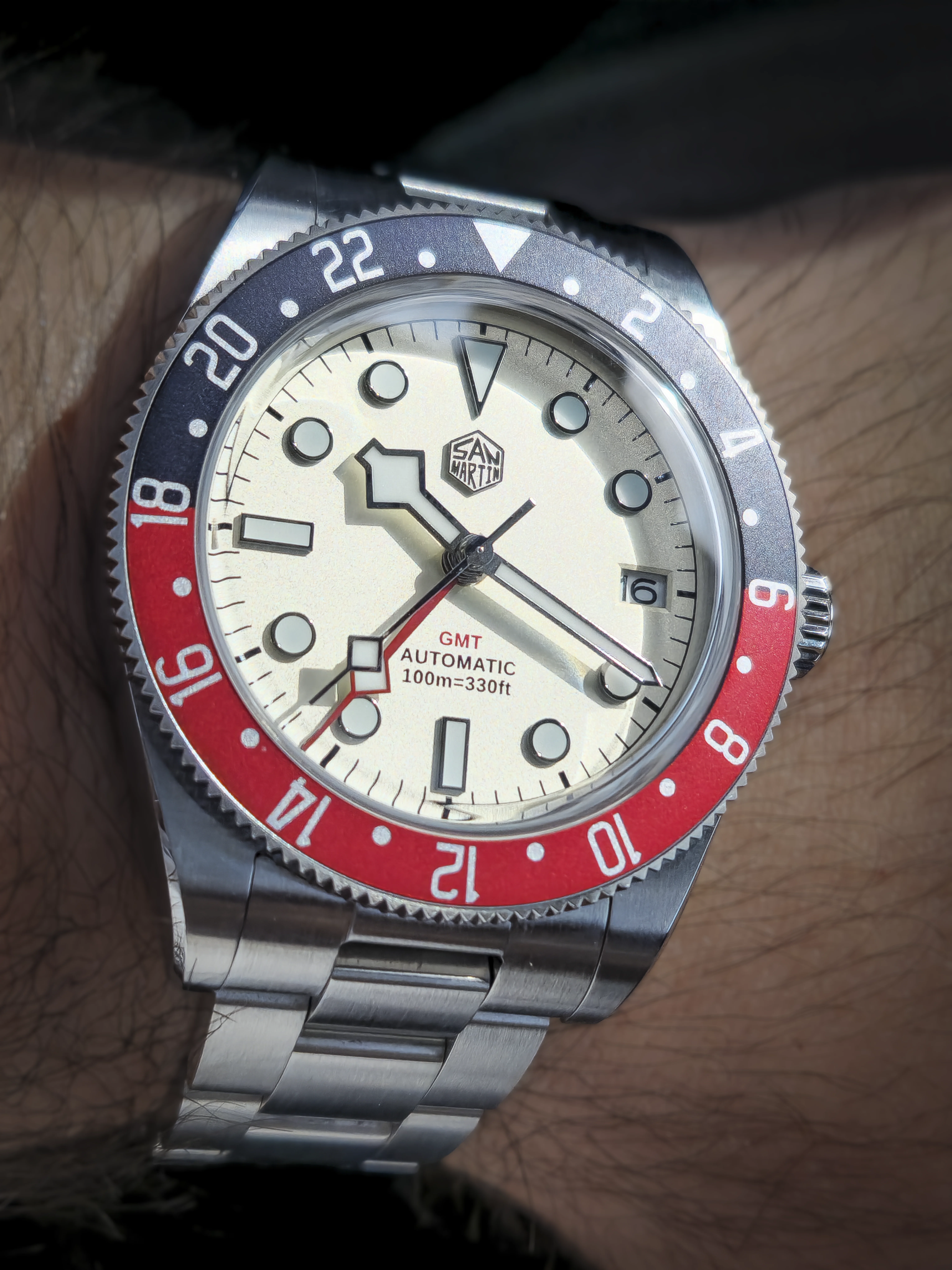 San Martin SN0109-G Pepsi GMT Cream Dial - Pre-Owned Excellent - Image 2