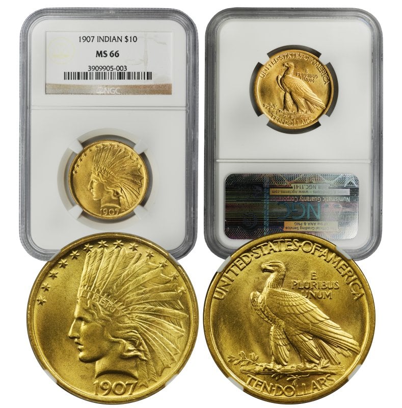 1907 $10.00 Gold Indian - MS66 (3909905-003) NGC Gold Eagle