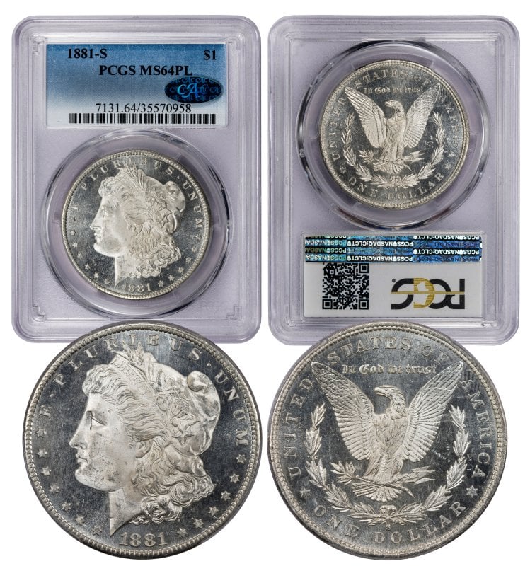 1881-S Morgan Dollar MS64 PL - PCGS/CAC 35570958 Proof-Like