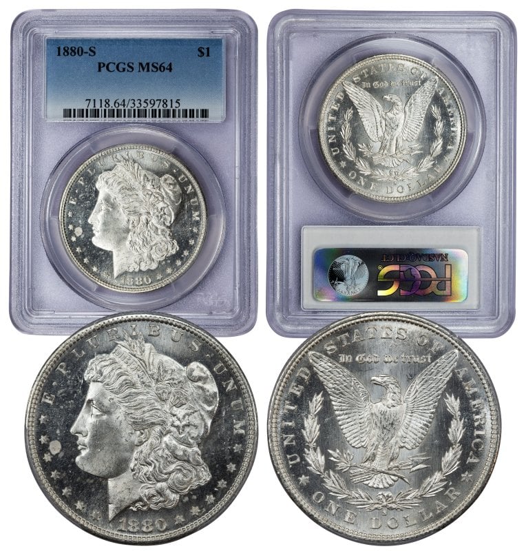 1880-S  Morgan Dollar MS64 PCGS (33597815) Proof-Like Obverse