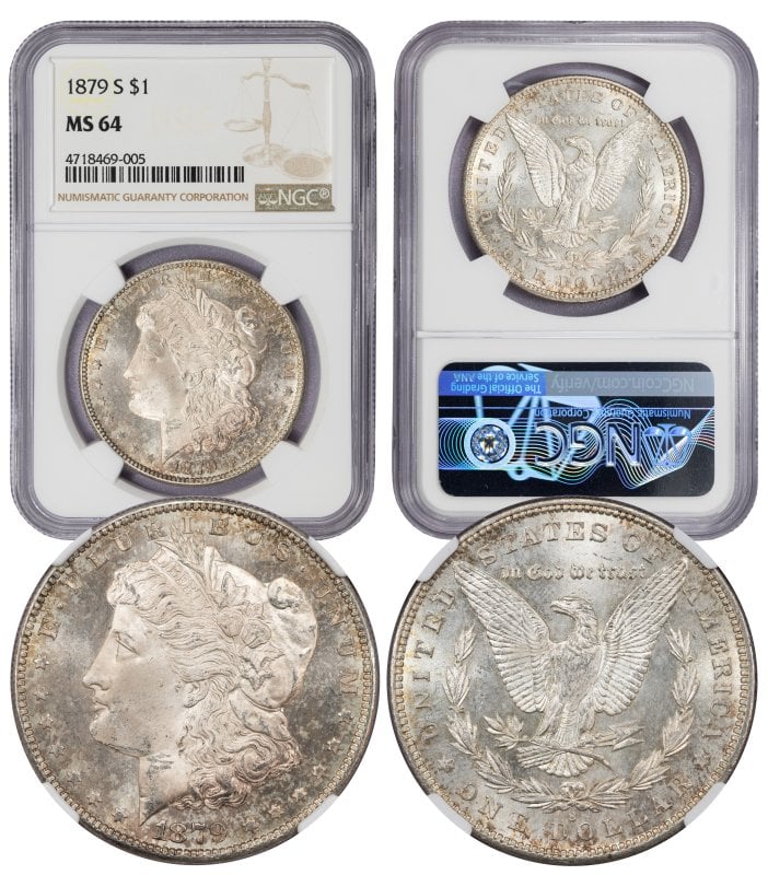 1879-S Morgan Dollar MS64 NGC (4718469-005) Original Toning