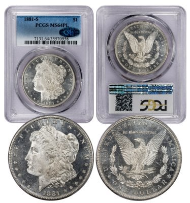 1881-S Morgan Dollar MS64 PL - PCGS/CAC 35570958 Proof-Like