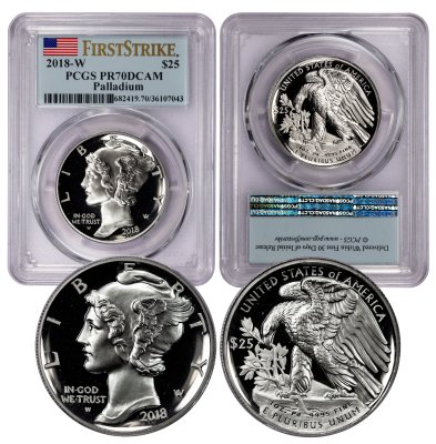 2018-W Palladium Eagle (Mercury) PR70 DCAM PCGS (36107043)