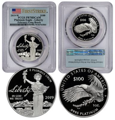 2019-W $100 Platinum Eagle PR70DCAM PCGS (36741064) First Strike