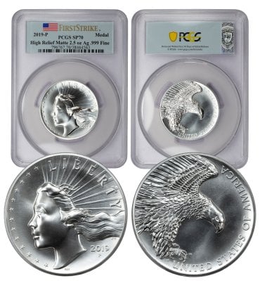 2019-P American Liberty High Relief Silver Medal SP70 PCGS Medal