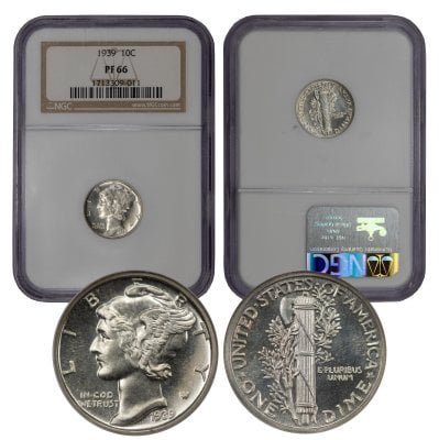 1939 Mercury Dime PF66 NGC (1713309-011) Low Mintage Proof